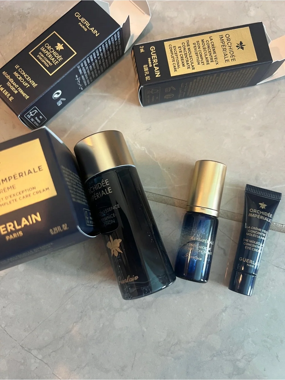GUERLAIN Orchidee Imperiale Navy Blue and Gold Skincare Set